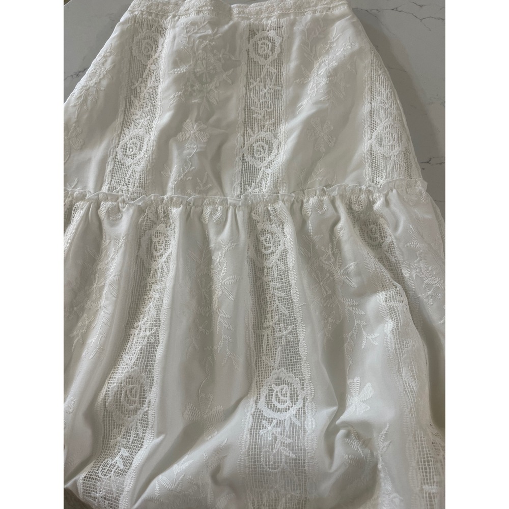 Altar'd State White Floral Lace Tiered Maxi Skirt XXS NWT concert Festival Boho - Picture 8 of 8
